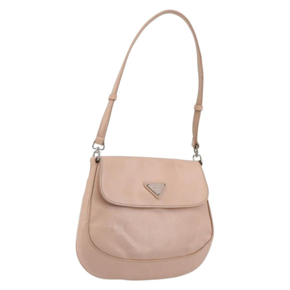 PRADA Creo Shoulder Bag Leather Pink Silver Auth 195340A