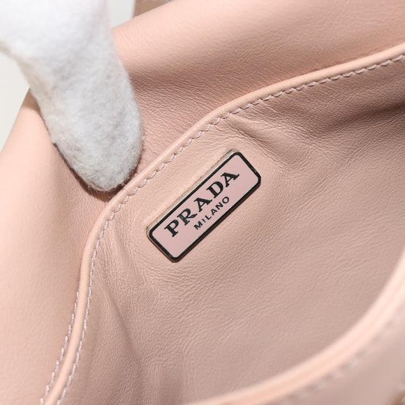 PRADA Creo Shoulder Bag Leather Pink Silver Auth 195340A