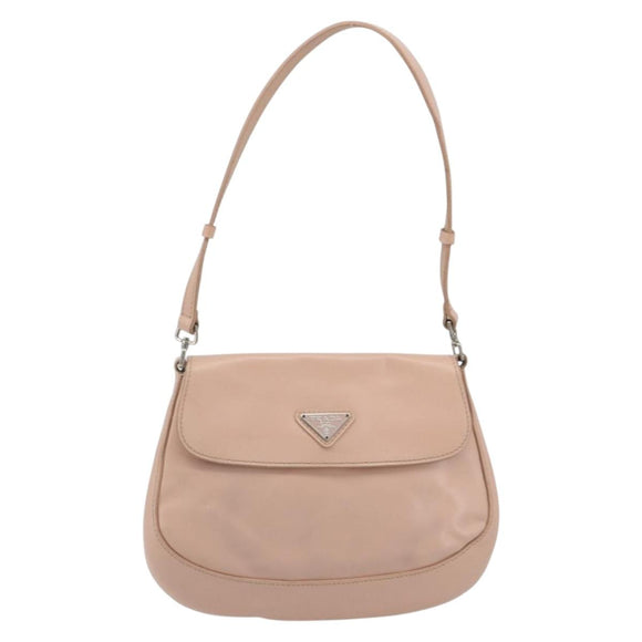 PRADA Creo Shoulder Bag Leather Pink Silver Auth 195340A