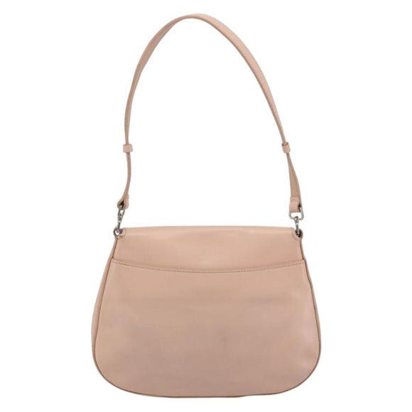 PRADA Creo Shoulder Bag Leather Pink Silver Auth 195340A