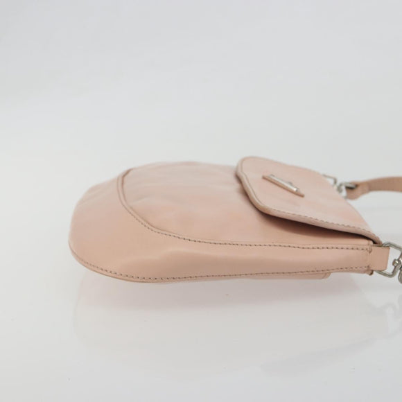PRADA Creo Shoulder Bag Leather Pink Silver Auth 195340A