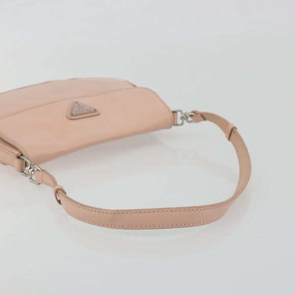 PRADA Creo Shoulder Bag Leather Pink Silver Auth 195340A