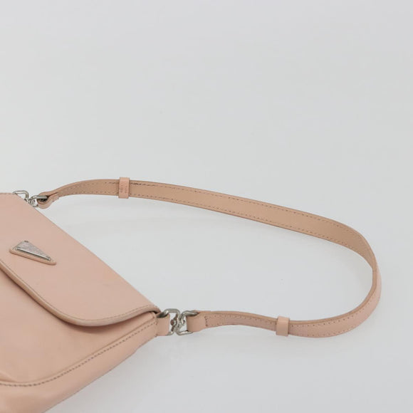 PRADA Creo Shoulder Bag Leather Pink Silver Auth 195340A