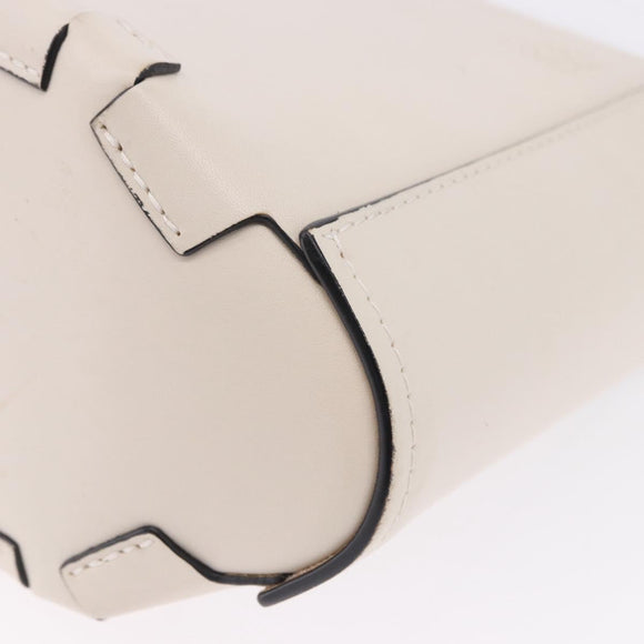 LOEWE Bamboo Bucket Hand Bag Leather 2way Ivory Auth 195342A