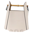 LOEWE Bamboo Bucket Hand Bag Leather 2way Ivory Auth 195342A-2