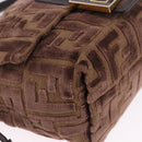 FENDI Zucca Canvas Mamma Baguette Shoulder Bag Brown Gold Auth 195343M-9