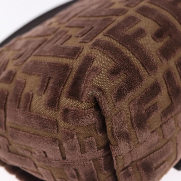 FENDI Zucca Canvas Mamma Baguette Shoulder Bag Brown Gold Auth 195343M