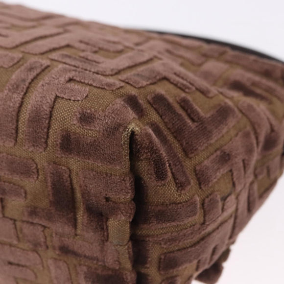 FENDI Zucca Canvas Mamma Baguette Shoulder Bag Brown Gold Auth 195343M