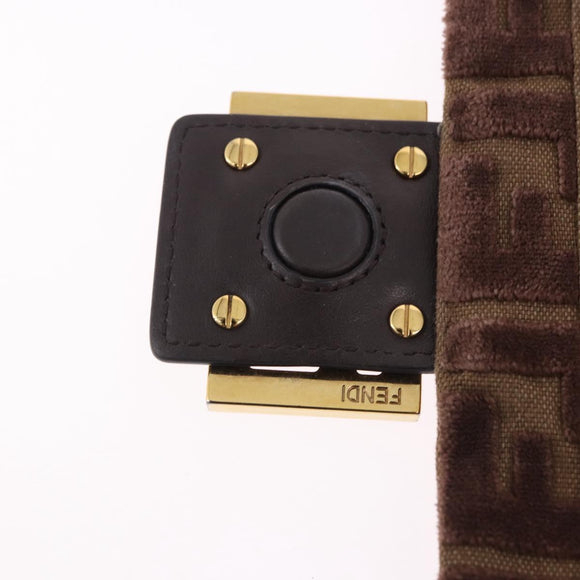 FENDI Zucca Canvas Mamma Baguette Shoulder Bag Brown Gold Auth 195343M