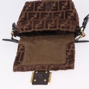 FENDI Zucca Canvas Mamma Baguette Shoulder Bag Brown Gold Auth 195343M-19