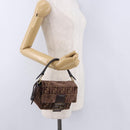 FENDI Zucca Canvas Mamma Baguette Shoulder Bag Brown Gold Auth 195343M-23