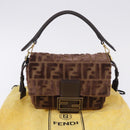 FENDI Zucca Canvas Mamma Baguette Shoulder Bag Brown Gold Auth 195343M-12