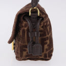 FENDI Zucca Canvas Mamma Baguette Shoulder Bag Brown Gold Auth 195343M-3