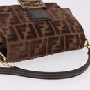 FENDI Zucca Canvas Mamma Baguette Shoulder Bag Brown Gold Auth 195343M-6