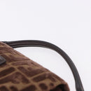 FENDI Zucca Canvas Mamma Baguette Shoulder Bag Brown Gold Auth 195343M-8