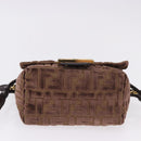 FENDI Zucca Canvas Mamma Baguette Shoulder Bag Brown Gold Auth 195343M-5