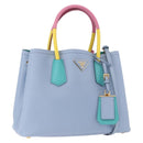 PRADA Hand Bag Saffiano 2way Light Blue Gold Tone Auth 195344M-1