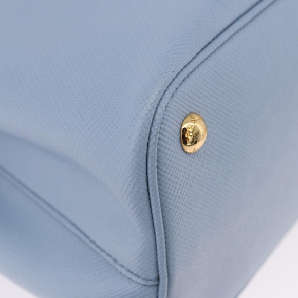 PRADA Hand Bag Saffiano 2way Light Blue Gold Tone Auth 195344M