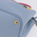 PRADA Hand Bag Saffiano 2way Light Blue Gold Tone Auth 195344M-17