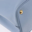 PRADA Hand Bag Saffiano 2way Light Blue Gold Tone Auth 195344M-18