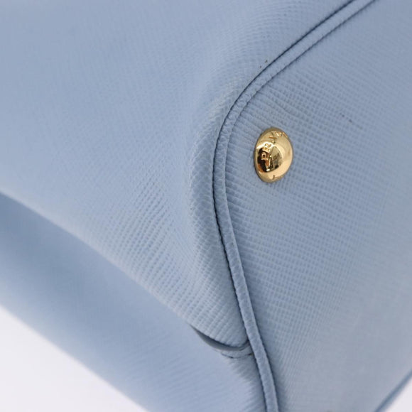 PRADA Hand Bag Saffiano 2way Light Blue Gold Tone Auth 195344M