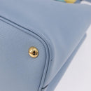 PRADA Hand Bag Saffiano 2way Light Blue Gold Tone Auth 195344M-19