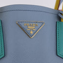 PRADA Hand Bag Saffiano 2way Light Blue Gold Tone Auth 195344M-21