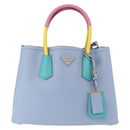PRADA Hand Bag Saffiano 2way Light Blue Gold Tone Auth 195344M-13