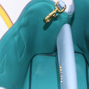 PRADA Hand Bag Saffiano 2way Light Blue Gold Tone Auth 195344M-24