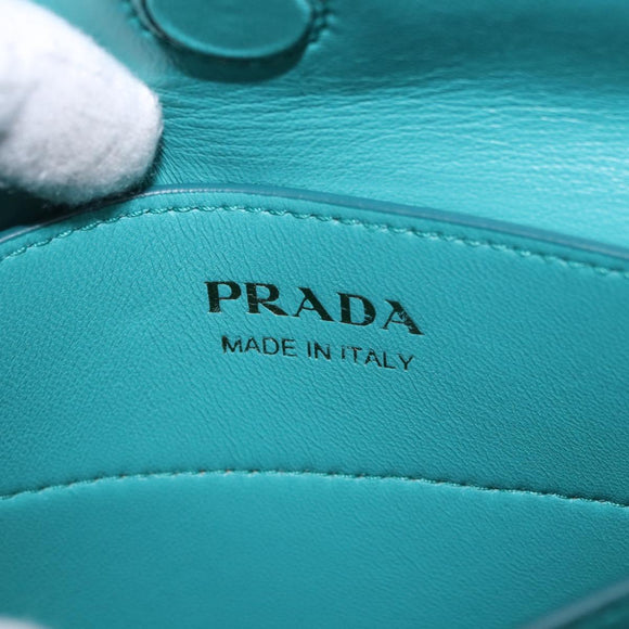 PRADA Hand Bag Saffiano 2way Light Blue Gold Tone Auth 195344M
