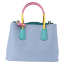 PRADA Hand Bag Saffiano 2way Light Blue Gold Tone Auth 195344M-2