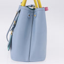 PRADA Hand Bag Saffiano 2way Light Blue Gold Tone Auth 195344M-3