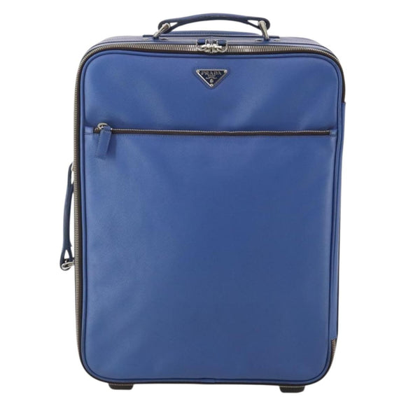 PRADA Suitcase Saffiano Blue Silver Auth 195345A