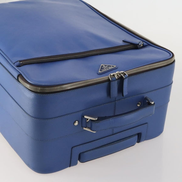 PRADA Suitcase Saffiano Blue Silver Auth 195345A