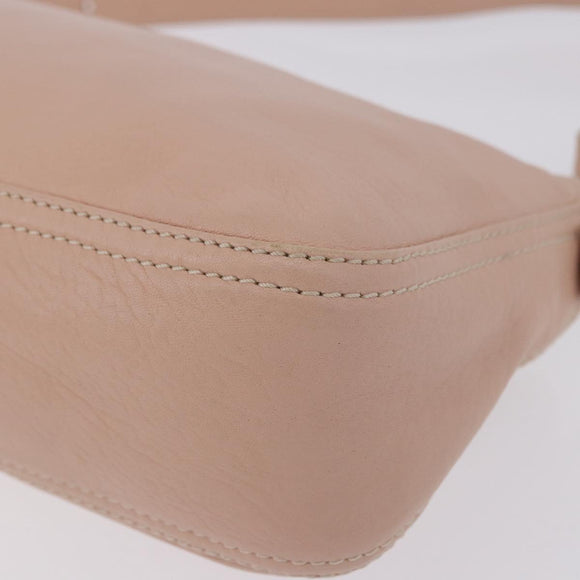 FENDI Mamma Baguette Shoulder Bag Leather Pink Gold Auth 195351M