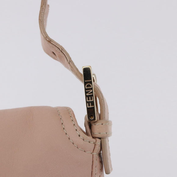 FENDI Mamma Baguette Shoulder Bag Leather Pink Gold Auth 195351M