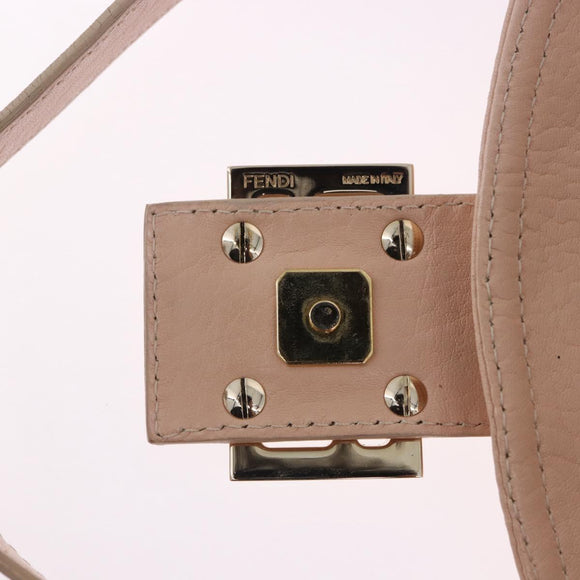 FENDI Mamma Baguette Shoulder Bag Leather Pink Gold Auth 195351M