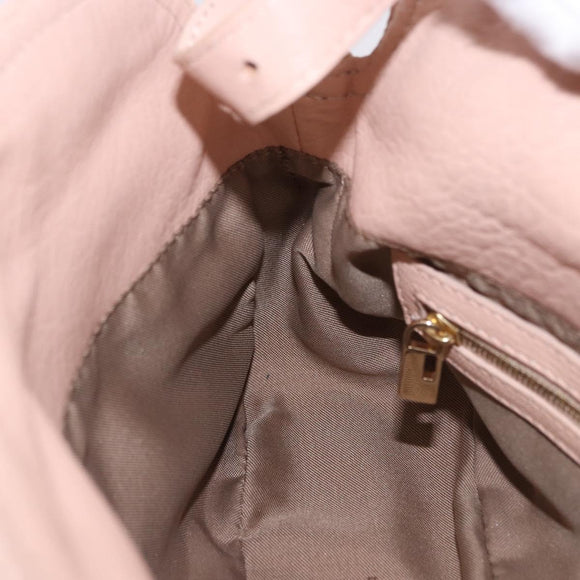 FENDI Mamma Baguette Shoulder Bag Leather Pink Gold Auth 195351M