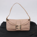 FENDI Mamma Baguette Shoulder Bag Leather Pink Gold Auth 195351M-12