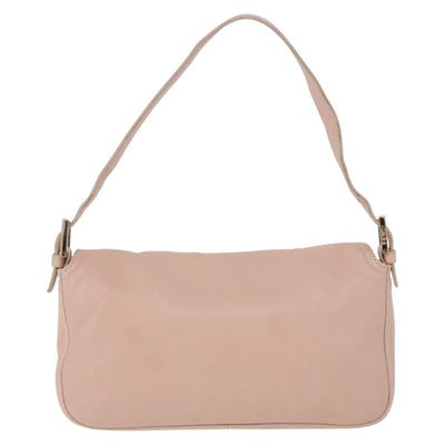 FENDI Mamma Baguette Shoulder Bag Leather Pink Gold Auth 195351M - 0