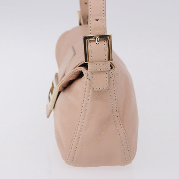 FENDI Mamma Baguette Shoulder Bag Leather Pink Gold Auth 195351M