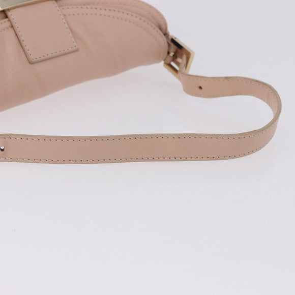 FENDI Mamma Baguette Shoulder Bag Leather Pink Gold Auth 195351M