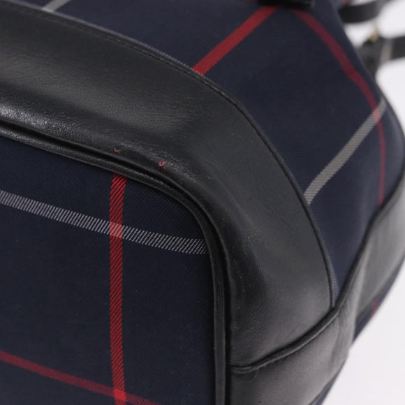 Burberrys Nova Check Shoulder Bag Canvas Navy Gold Tone Auth 195352