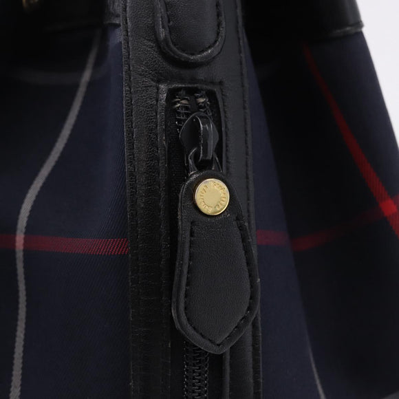 Burberrys Nova Check Shoulder Bag Canvas Navy Gold Tone Auth 195352