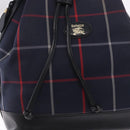 Burberrys Nova Check Shoulder Bag Canvas Navy Gold Tone Auth 195352-10