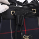 Burberrys Nova Check Shoulder Bag Canvas Navy Gold Tone Auth 195352-11