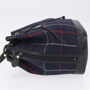 Burberrys Nova Check Shoulder Bag Canvas Navy Gold Tone Auth 195352-4