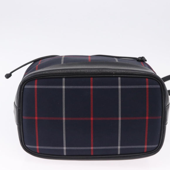 Burberrys Nova Check Shoulder Bag Canvas Navy Gold Tone Auth 195352