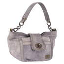 BURBERRY Shoulder Bag Leather Gray Gold Tone Auth 195354A-1