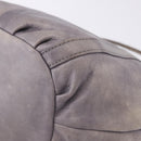 BURBERRY Shoulder Bag Leather Gray Gold Tone Auth 195354A-13